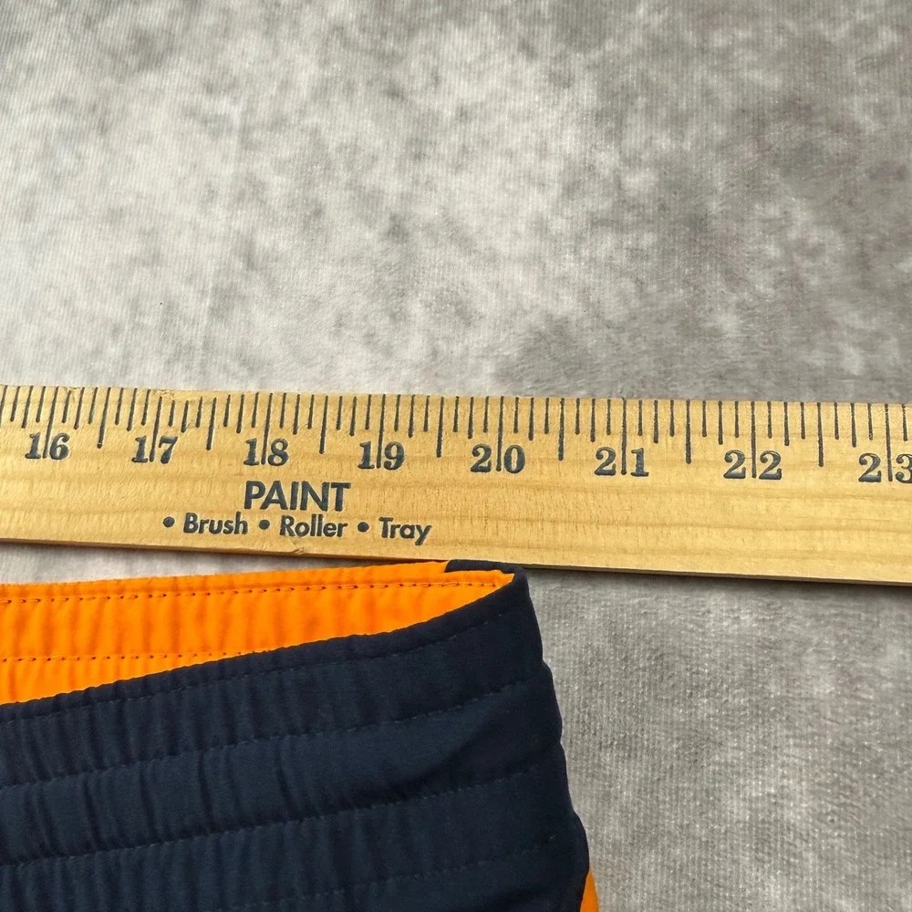 Nike Mens Athletic Shorts XL Navy Blue Orange Colorblock Drawstring Basketball